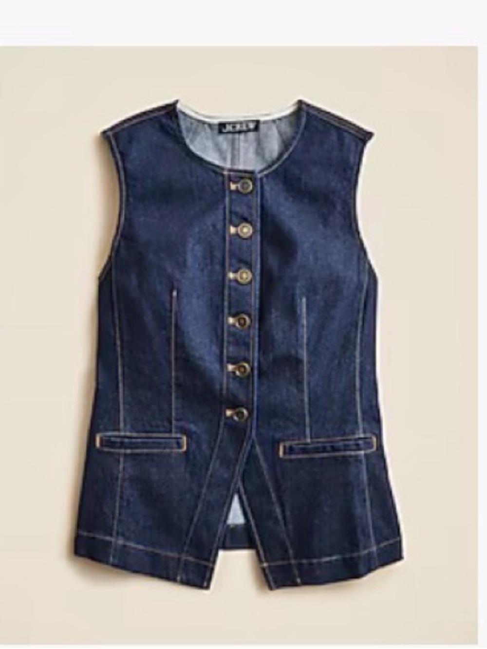 J. Crew Essential Cut Away Vest in denim 00 NWT